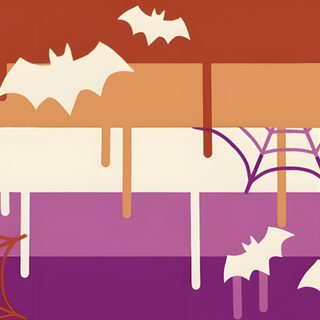 bats and spider webs are hanging from the ceiling in front of purple, orange, and white stripes Halloween Pride Flag Creative Halloween Treat Ideas, Diy Halloween Party Decorations, Halloween Candy Bar Design, indian red