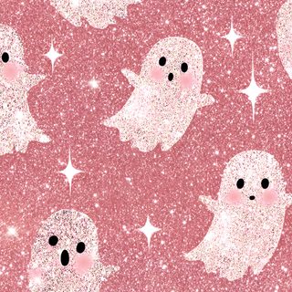 a pink background with white ghost faces and stars Cute Glitter Halloween Pumpkin, Pumpkin Images, Spooky Costumes, Image Cat, pale violet red
