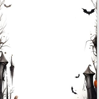 a halloween frame with pumpkins and bats in the foreground, on a white background Halloween Vertical Halloween Theme Background, Halloween Pictures Background, Creepy Halloween Backgrounds, white