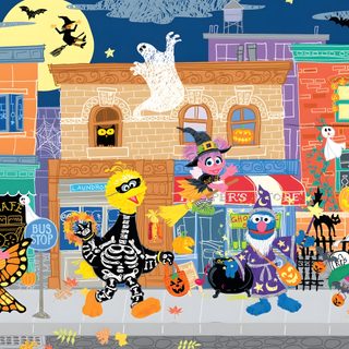 an image of halloween scene with cartoon characters Sesame Street Halloween Sesame Street Ghost, Sesame Street Halloween Gif, Sesame Street Halloween Special, rosy brown