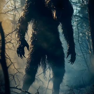 a bigfoot standing in the middle of a forest Halloween Werewolf Scary Wolf, Whatsapp Hd, Dark Art Photography, Fantasy Wolf, dark slate gray