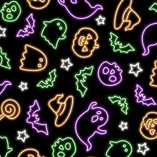 an image of neon lights on black background Neon Halloween Pattern Halloween, Neon Halloween Pattern, black