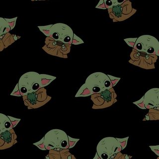 an image of baby yoda eating something on the dark background with many smaller ones Cute Baby Yoda Halloween Grogu Iphone, Grogu, Baby Yoda Aesthetic, Grogu Backgrounds, Baby Yoda Pattern, black