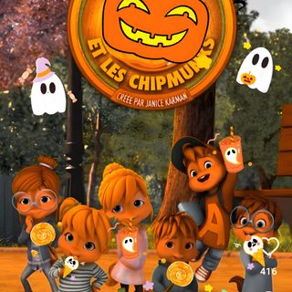 a group of cartoon characters standing in front of a happy halloween sign Alvin And The Chipmunks Halloween Spongebob Halloween, Chipmunks, Halloween, saddle brown