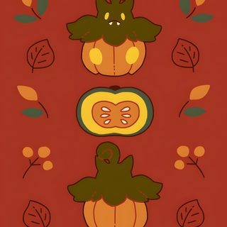 pumpkins and leaves on a red background Halloween Torterra Pokémon Halloween, Fall Pokemon, Halloween Pokémon, Halloween Pokemon, brown