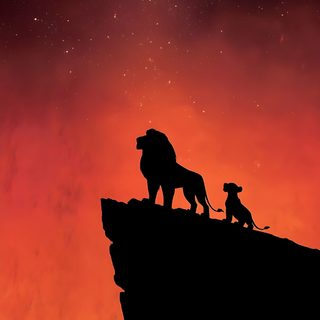 the lion and the person are standing on top of a cliff looking at the stars Lion King Halloween Lion King Sunset, Mufasa Movie, Mufasa Background, Lion King Background, maroon