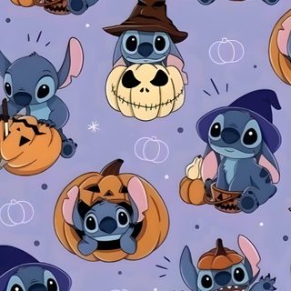 the stitcher is wearing a witches hat and holding a pumpkin Halloween Stitch Cute Stitch Halloween Aesthetic, Cute Halloween Stitch Backgrounds, Stitch Halloween For Ipad, dark gray