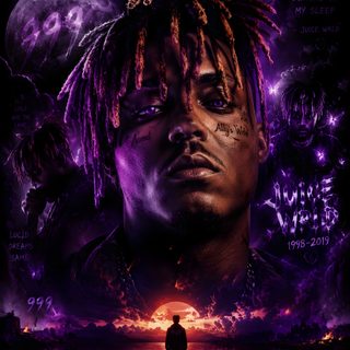 a man with dreadlocks standing in front of an image of the moon and water Halloween Juice Wrld black
