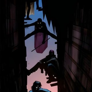the shadow of two people standing in an alley way with one person reaching for something Dc Halloween Bat Signal 4k, Batman And Nightwing, Dc Background, Dc Comics Background, Dc Iphone, black
