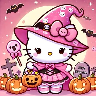 hello kitty halloween wallpaper with pumpkins and jack - o'- lanternes Halloween With Hello Kitty In A Hat Halloween Aesthetic Hello Kitty, Pink Halloween Hello Kitty, Hello Kitty Kuromi Halloween, pale violet red
