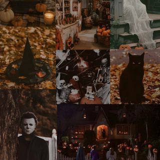 a collage of halloween images with pumpkins, ghost and people in the background Halloween Collages For Phone Halloween, Halloween Background For Boys, Fall Spooky, black