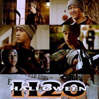 the movie poster for halloween 2 is shown in three different pictures, including one man and two women Halloween H20 Halloween H20 Poster, Halloween H20 Movie Poster, Halloween H20 Movie, saddle brown