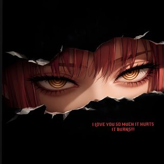 an anime character's eyes are seen through torn paper Dark Halloween Anime black