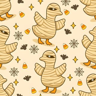 an image of a cartoon duck pattern on a white background with stars and shapes in the background Halloween Duck Cute Halloween Duck, Halloween Dinosaur, Penguin Halloween, Dinosaur Halloween, blanched almond