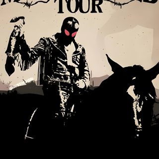 a man riding on the back of a horse next to a cow in front of a sign Bad Bunny Halloween Cool Bad Bunny, Album Cover Bad Bunny Album Cover Dtmf, Bad Bunny Album Cover Iphone, black