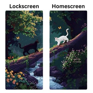 there are two pictures with cats on them Matching Halloween Home Screen Lock Screen, Lockscreen And Set, Lockscreen Matching Best Friends, dark slate gray