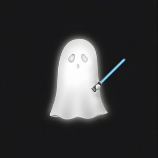 a white ghost with a purple stick in it's mouth Star Wars Halloween Purple Storm Trooper, May The Color Be With You, Star Wars Ghost, black