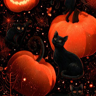 two black cats sitting on top of pumpkins with spider web in the air behind them Halloween Iphone Lock Screen Beautiful Halloween, Black Cat Halloween, Design, Halloween Cat Iphone,