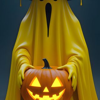 a halloween pumpkin sitting in the middle of a pond with a ghost on it's head Halloween Slime Hd Cool, Halloween, Art, Iphone, Cool Art, dark olive green