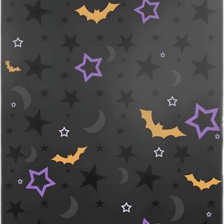 bats and stars on a black background with purple, yellow and orange colors in the sky Halloween Stars Gradient Custom Purple Halloween Widgets, Purple Bats On Black Background, Purple Bats Background,