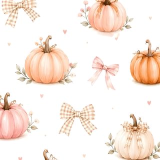 watercolor pumpkins with bows and hearts on white background, seamless wallpaper Fall/autumn Halloween Pumpkin Aesthetic Pumpkin, Watercolor Pumpkins, Tiny Heart, Pumpkin Design, white