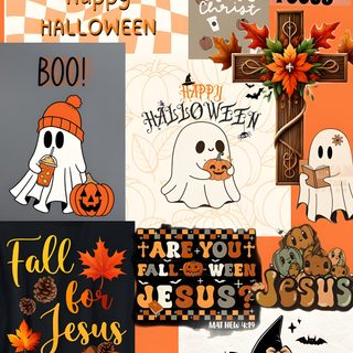 a collage of halloween cards with pumpkins, ghost and other things on them God Halloween God Halloween, Halloween Themed Design, Halloween Wall Paper Design, light coral