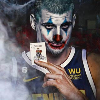 a man in clown makeup holding up a card Halloween Nba Nba, Basketball Posters, Basketball, Joker Art, Basketball Art, dark slate gray