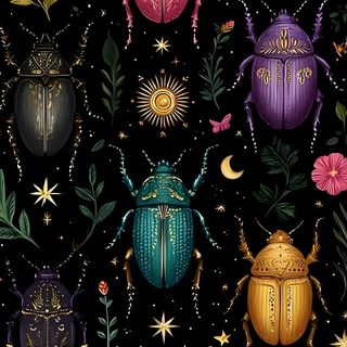 colorful bugs and flowers on black background Halloween Insects Bug Colors, Whimsy Phone, Witchy Aesthetic, Insect, Whimsical Goth, black