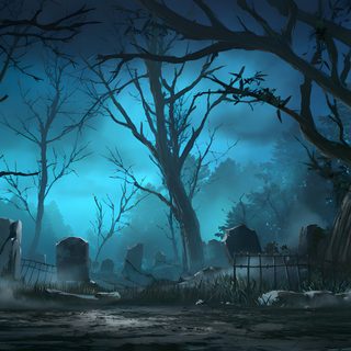 a creepy graveyard with tombstones and trees in the background at night, digital painting Halloween Graveyard Horror Background For Youtube Thumbnail, Horror Jungle Background, Horror Background Landscape, dark slate gray