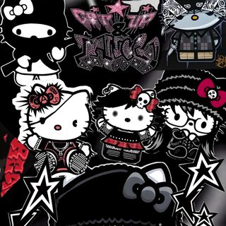 hello kitty stickers are all over the place Hello Kitty Halloween Pink Hello Kitty Iphone, Hello Kitty Y2k, Hello Kitty Hd, Pink Hello Kitty, Emo, black