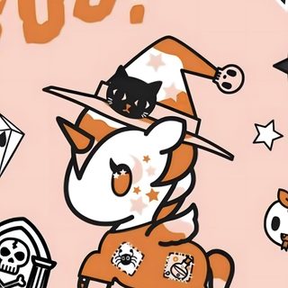 an animal with a hat and some other items in the background that say booo Tokidoki Halloween My Little Pony Halloween, My Little Pony Halloween Background, Tokidoki Phone, peach puff
