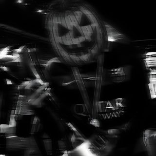 black and white photograph of people walking down the street with halloween decorations on their heads Football Halloween Psg Neymar, Halloween, black