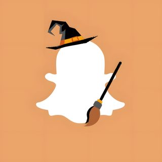 an image of a halloween ghost with a broom and hat on it's head Halloween Snapchat Snapchat App Icon Halloween, Spooky Phone Icon, Snapchat Halloween, sandy brown