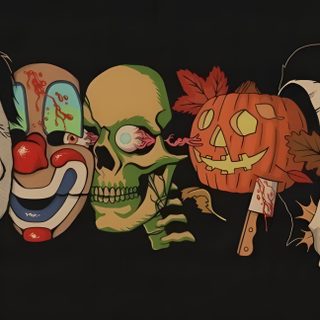 the word halloween spelled out with scary faces and pumpkins on black paper, in front of an image of jack - o - lanterns Halloween 3 Horror Macbook, Horror Laptop, Vintage Halloween Laptop, Retro Halloween Laptop, black