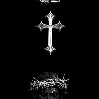 the cross is surrounded by crown of thorns and two crowns on top of it Halloween Cross Jesus Crown Of Thorns, Black Back Grounds, Cross Iphone, Simple Cross, The Cross, Cross,