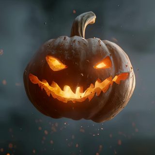 a carved pumpkin with glowing eyes on it's face is floating in the air Halloween 3d Gif Halloween Stop Motion, Pumpkin Animation, Witch Flying Animation, dark slate gray