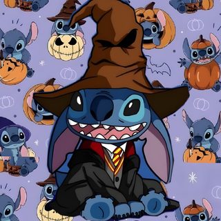 an image of a cartoon character wearing a witches hat Lock Screen Stitch Halloween Lilo And Stitch Halloween, Stitch Halloween Iphone, Lilo Halloween, gray