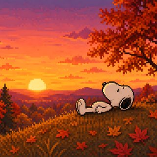 a cartoon dog laying on top of a grass covered field next to a forest filled with trees Snoopy Halloween Ipad Snoopy, saddle brown