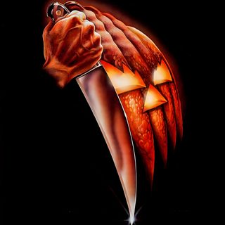 a painting of a hand holding a knife in the shape of a jack - o'- lantern Halloween 1978 Halloween 3 Poster, Halloween 2 Poster 1981, Halloween Original Poster, black
