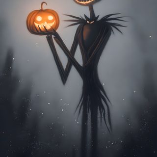 a cartoon character holding two jack - o'lanterns in their hands and looking at the sky Halloween Jack Skeleton A Nightmare Before Christmas, Jack Skellington, Nightmare Before Christmas Pictures, dark slate gray