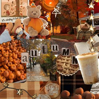 a collage of autumn food and decorations Autumn Aesthetic Halloween Collage Fall Background, September, Autumn Phone, sienna