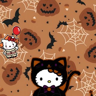 hello kitty halloween wallpaper with pumpkins and cats Hello Kitty Halloween sienna