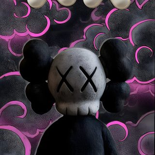 a black and white stuffed animal with two crosses on it's head Halloween Kaws Iphone Off White, Kaws Iphone, Off White, Trap Art, Kaws, Female Wall Art, dark slate gray
