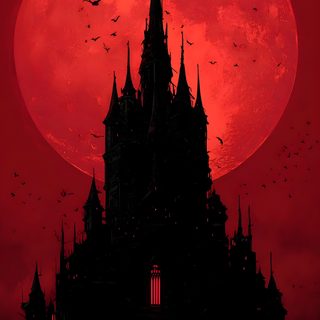 an image of a castle at night with the moon in the background Halloween Vampire Vampire Tower, Blood Moon Vampire, Blood Moon Drawing, Red Gothic, Vampire Castle, maroon