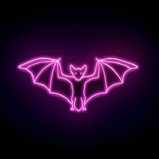 a neon purple bat on a black background Neon Purple Halloween Backgrounds For Your Phone, Halloween Iphone, Glowing Art, Backgrounds Phone, black