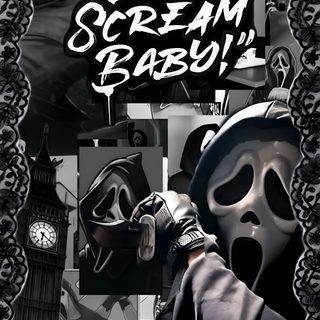 a black and white photo with the words it's a scream baby Cool Halloween Iphone Ghostface Ghost Face dark slate gray