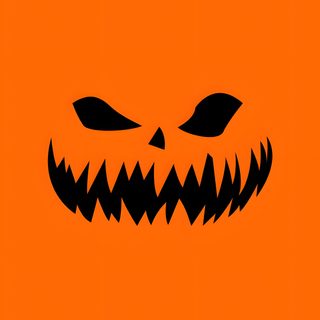 an orange background with a black and white pumpkin face Funny Halloween Pumpkin Halloween/fall Phone Background, Halloween Face, Pumpkin Face, orange red