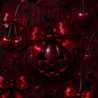 a red background with cherries, candles and bows on it's sides is featured in this image Halloween Cherry Gothic Halloween, Collage, Halloween, black