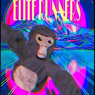 an image of a monkey with the words future runners on it Gorilla Tag Halloween Gtag Poster, Gtag Art, Gtag Vmt, Gorilla Gtag Pfp, Gorilla Tag Pfp Vr, dark slate blue