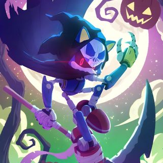 an image of a cartoon character in front of a tree with pumpkins and jack - o'- lanterns Halloween Sonic Sonic The Hedgehog Skeleton, Metal Sonic Lava, Planet Wisp Sonic, Halloween Sonic, slate gray